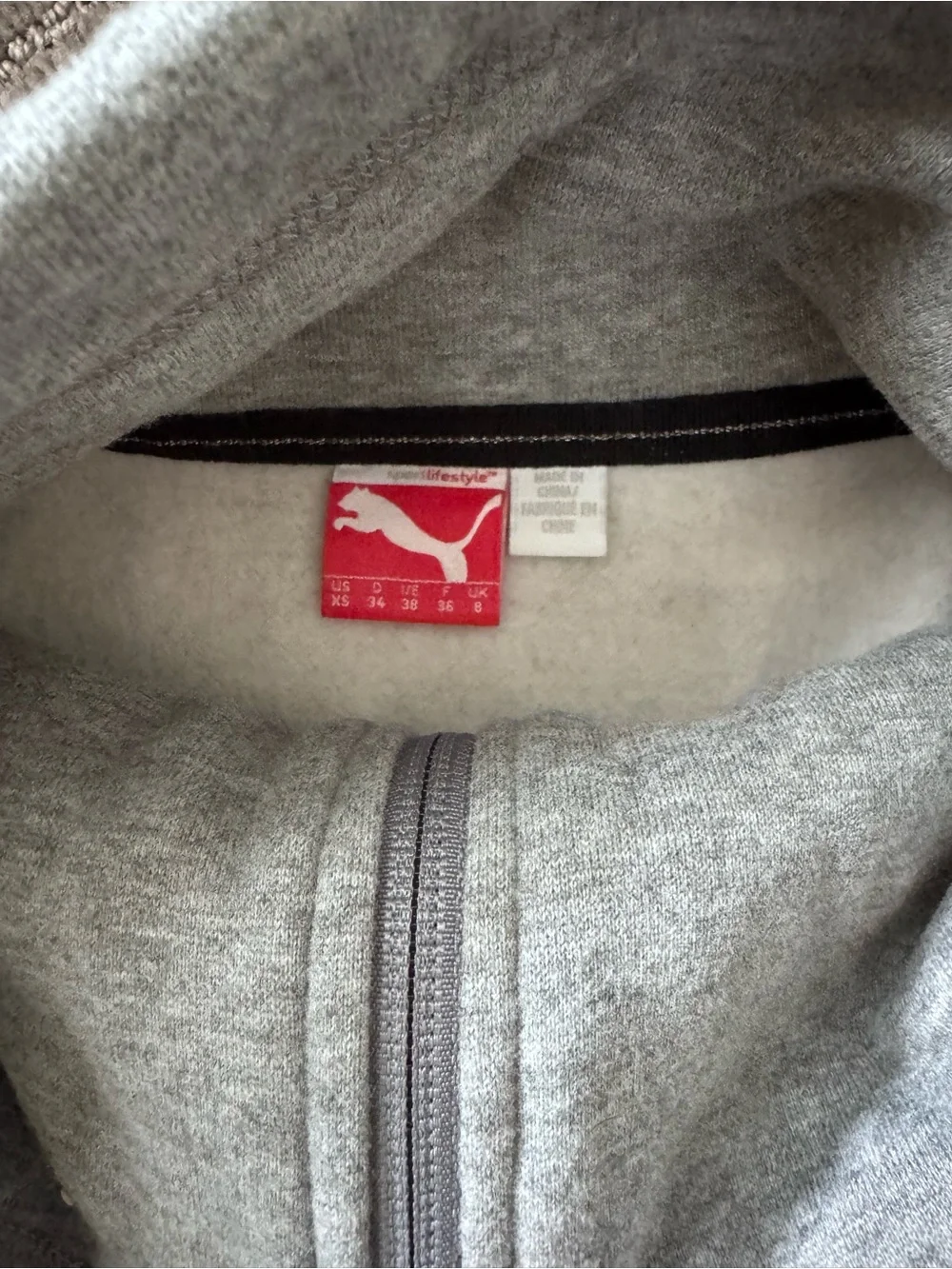 Women’s Puma Light Gray Full-Zip Sweatshirt Jacket Size XS